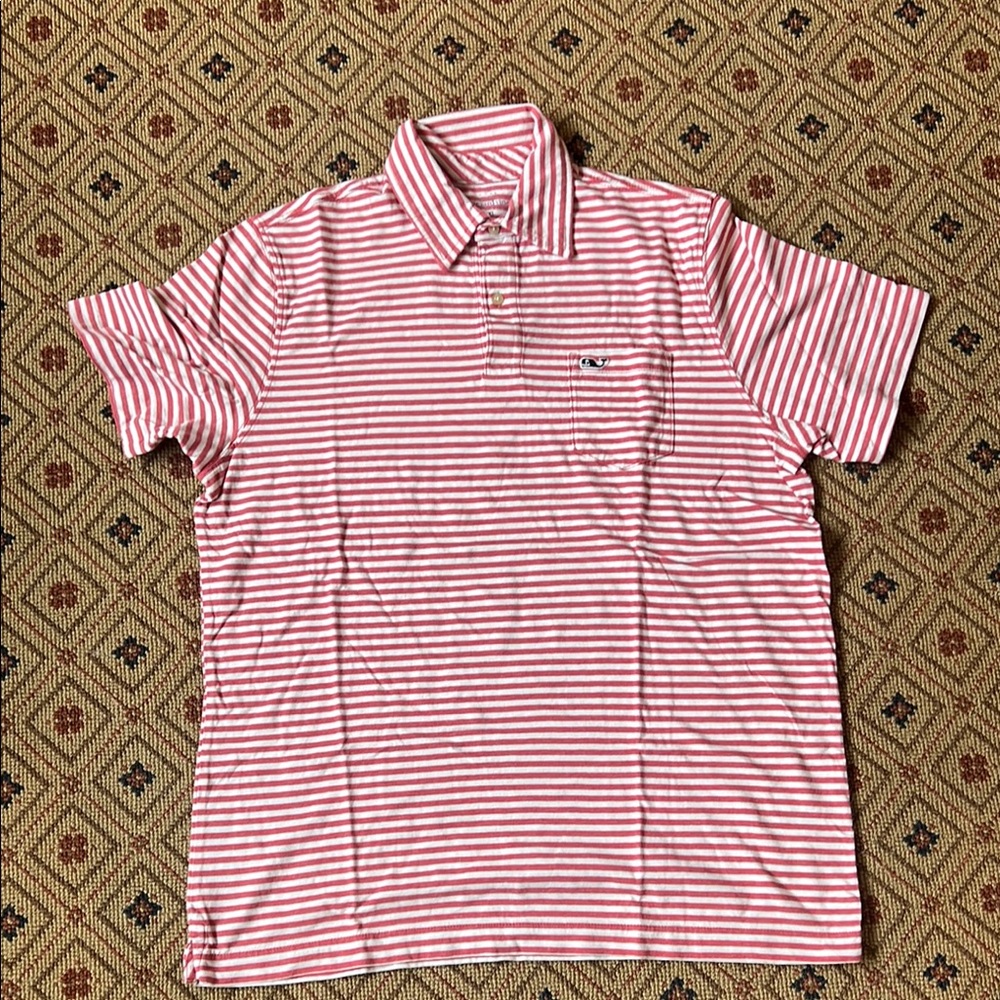 Vineyard Vines Red and White Polo Shirt